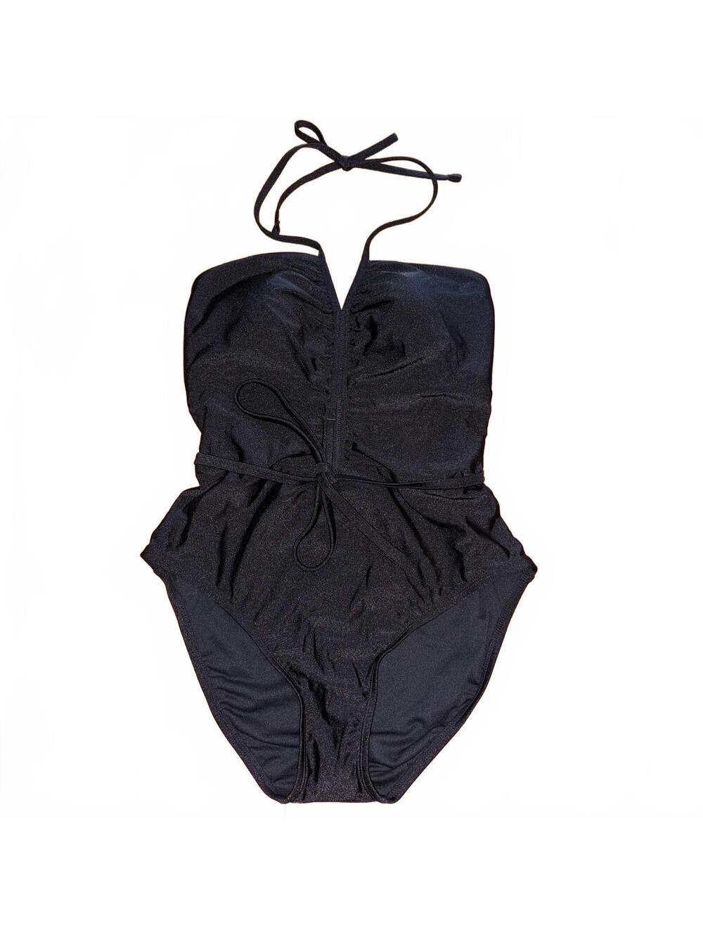 Freshwater Black One-Piece Swimsuit Halter Size Large Summer Vacation Travel NWT